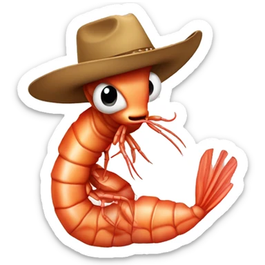 Shrimp with cowboy hat  sticker
