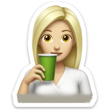 Blonde Women with a Matcha Cup sticker