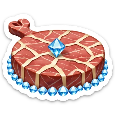 Meat with diamond textur and blue color sticker