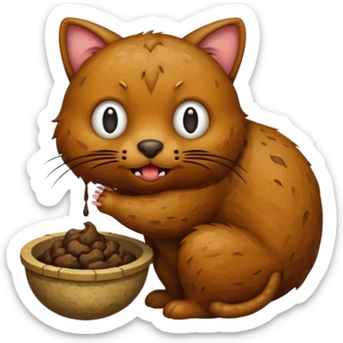 Bottomless bear poop shaped into a cat that eats rats sticker