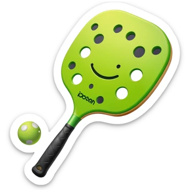 pickleball emoji, simple, bright, paddle and ball crossed sticker