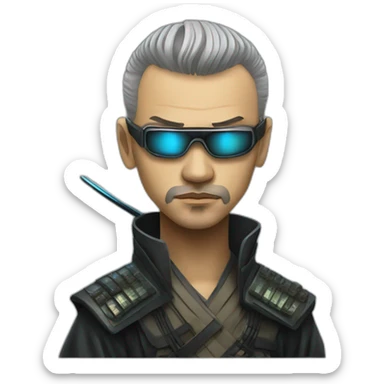 blade runner samurai cyberpunk sticker