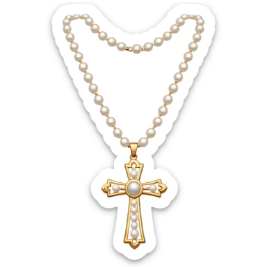 Cute pearl necklace with a cross in the middle sticker