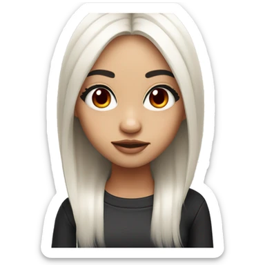 cute girl with long split white and black hair and red eyes with light skin with eyelashes sticker