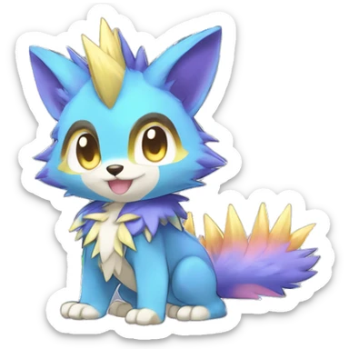 Anthro Scalie Spiky Cool Edgy Magical Shiny Colorful Pastel Sparkle Kemono-style Chibi Fantasy-Animal-Fakémon-Pokémon-Hybrid Fur Sona Aesthetic Full Body sticker