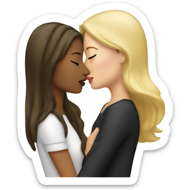 brunette woman kissing blonde woman sticker
