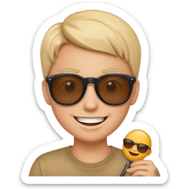 Naughty looking smile with sunglass  I mean  this kind of smile "😊" sticker