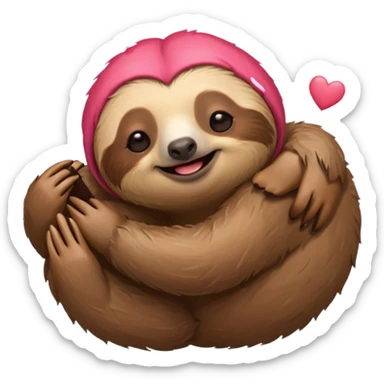 Perezoso con corazones en la cara y los ojos serrados sonriendo como enamorado sticker