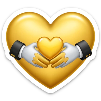 yellow heart with a handshake sticker