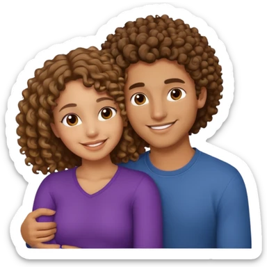 cuddling couple lightskinned male, brownskin girl with curly hair sticker