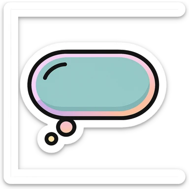 horizontally elongated thought bubble, icon-color-outlined style, well detailed, detailed shadows and highlights, thin clean contours, soft rounded shapes, pastel palette #98B5BC, #B5B3C1, #C9A3C9, #E4C0CA, #F7DCD1, #F7C0AA, modern Japanese pop art and sticker aesthetics, soft lighting, transparent background sticker