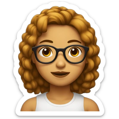 Chica pelo corto y marrón con gafas sticker