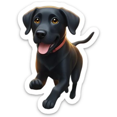 A black Labrador is running and the sun is shining brightly behind him sticker
