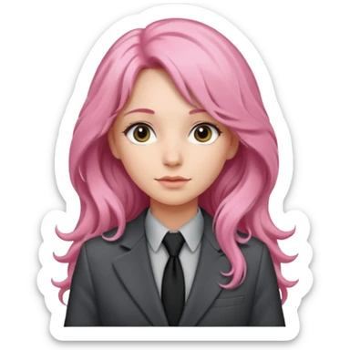 long wavy and pink haired woman with tie and blazer sticker