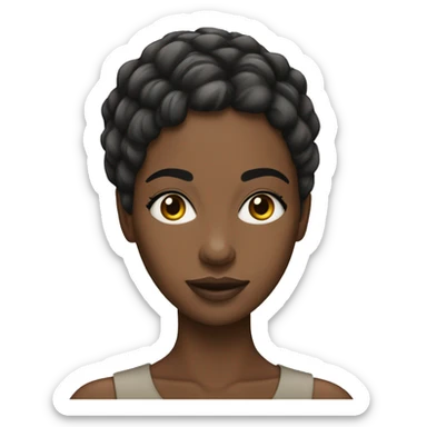 african woman with short hair parted on the side and eyelashes sticker