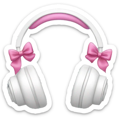White headphones with a pink bow sticker