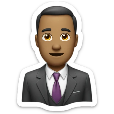 Front Portrait a fish with a human-like face, featuring expressive visage, talking. with a sleek shirt and tie like a salesman sticker