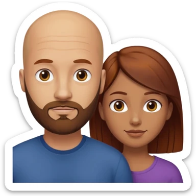 Couple. A bald man with beard and a girl with dark yellowish auburn hair. sticker