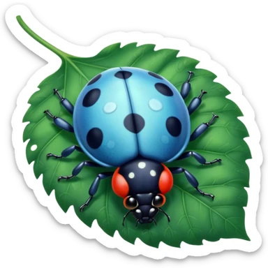  cute blue lady bug on leaf sticker