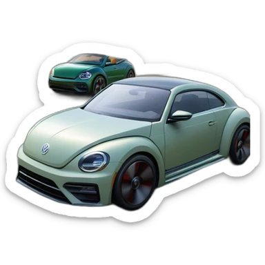 Volkswagen beetle overtaking a aston martin vulcan sticker