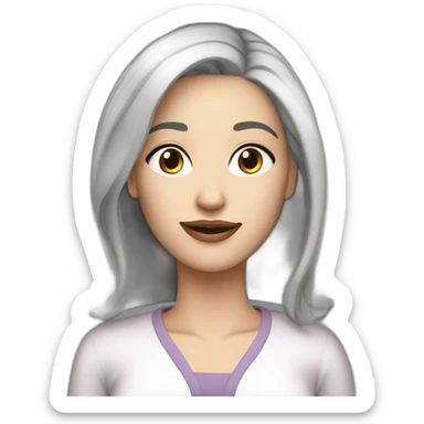 40 years old Woman, white pale skin, grey straight hair, big black eyes sticker