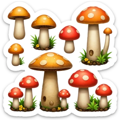 colored mushrooms sticker