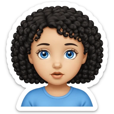 a girl tan baby with black curly hair and blue eyes sticker
