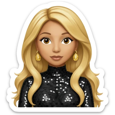 Tamar Braxton with long golden blonde hair, black sequin outfit sticker