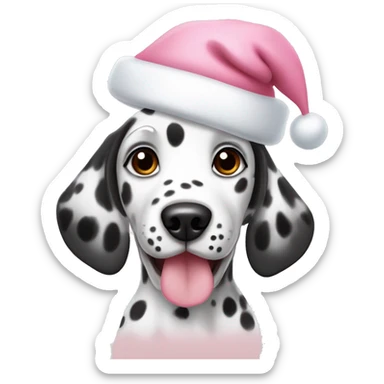 dalmatian puppy cute with light pink santa hat sticker