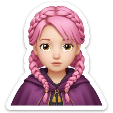 girlwith pink braided hair, cloak sticker