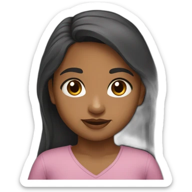 A Sri Lankan Tamil little girl with long hair brown skin brown eyes  sticker