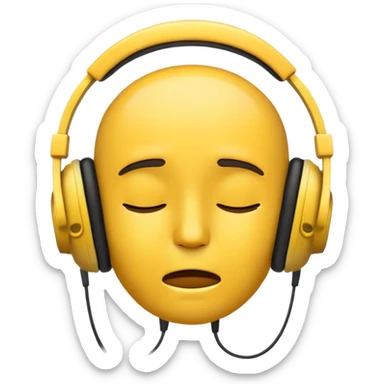 Emoji listening to music with sick face  sticker