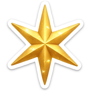 eight pointed golden sparkling fantasy star sticker