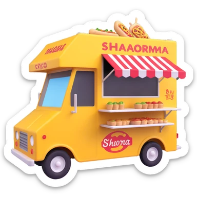 generate me a 3D shaorma food truck sticker