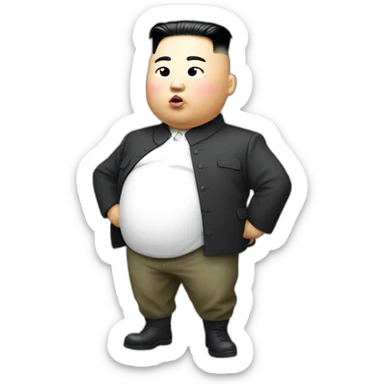 extreme fat Kim jong un carry cute nuclear weapon sticker