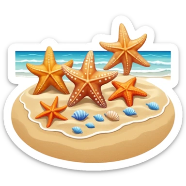 beach shore water sand seashells starfish sticker