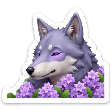 A wolf of winterfell from game of thrones sleeping under lilac stars sticker