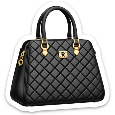 Realistic detailed black luxury bag made from black diamond with the name Riko on the front sticker