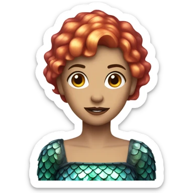 pretty evil siren girl, with fish scales and short hair sticker