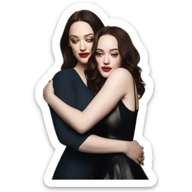 Kat dennings hugs Elizabeth gillies sticker