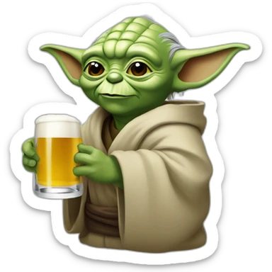 Yoda qui bois une bière sticker