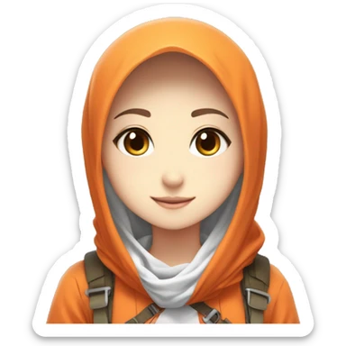 anime girl hijab sweet white skinned peanime female adventurer in orange clothes half  sticker