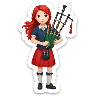 scotch girl playing bagpipe full body red skirt sticker