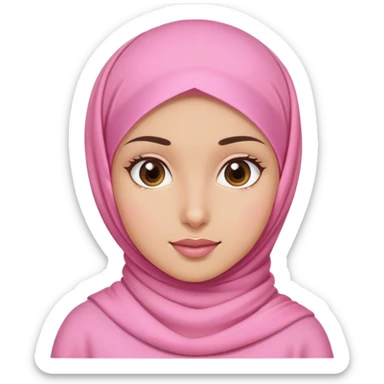 A girl with pink dress and pink hijab sticker
