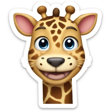 happy cat with dog face and giraffe lengs and hippo torso sticker