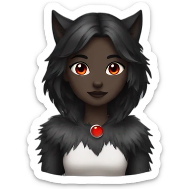 Black Wolf girl red eyes sticker