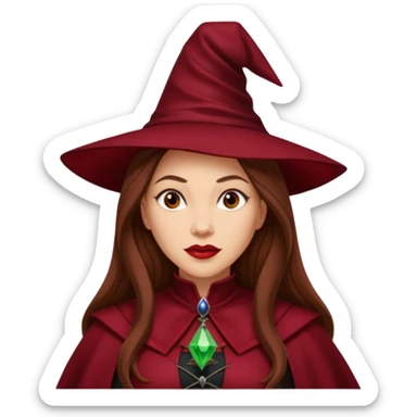 Wicked Witch of the East from The Wizard of Oz with light skin, long brown hair, dark red outfit sticker