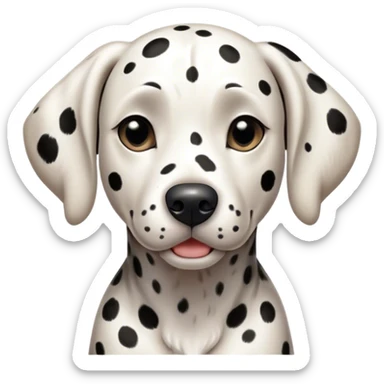 Cinematic Realistic full-body portrait of a Dalmatian dog, rendered with glossy, meticulously detailed spotted fur and expressive, alert eyes, set against a clean, neutral backdrop that highlights its regal and athletic stance. sticker