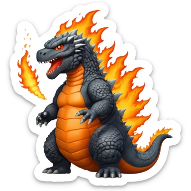 A Godzilla with fire in mouth sticker
