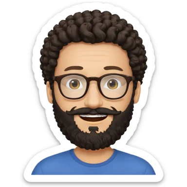 white man with glasses and curly black beard sticker